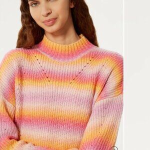 Rebecca Minkoff Cotton Blend Knit Rainbow Stripe Sweater Sz XS